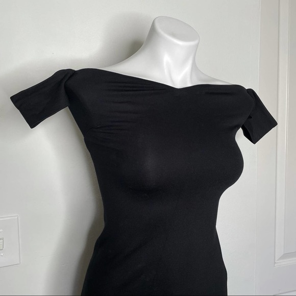 L'agence Off The Shoulder Bodycon Dress Black Color Size XS - Picture 3 of 7